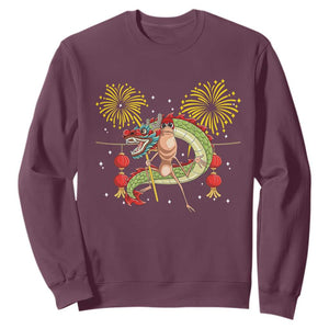 Funny Marcus The Worm Meme Sweatshirt Viral Lunar New Year TS12 Maroon Print Your Wear