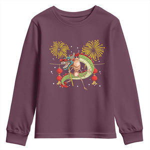 Funny Marcus The Worm Meme Youth Sweatshirt Viral Lunar New Year TS12 Maroon Print Your Wear
