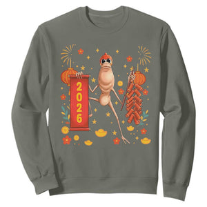 Marcus The Worm Lunar New Year Meme Sweatshirt Trendy Gag Gift TS12 Military Green Print Your Wear