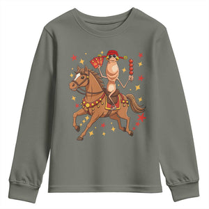Funny Marcus The Worm Lunar New Year Youth Sweatshirt Viral Meme TS12 Military Green Print Your Wear