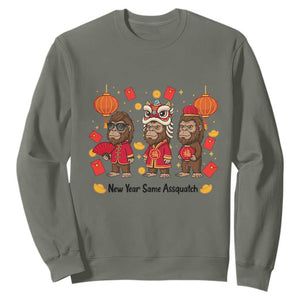 Funny New Year Same Assquatch Sweatshirt Bigfoot Lover TS12 Military Green Print Your Wear