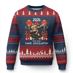 Bigfoot Lunar New Year Ugly Christmas Sweater Funny Same Assquatch TS12 Navy Red Print Your Wear