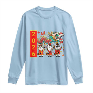 Cute Horse Dragon Dance Long Sleeve Shirt Lunar New Year TS12 Light Blue Print Your Wear