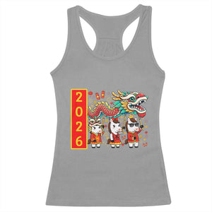 Cute Horse Dragon Dance Racerback Tank Top Lunar New Year TS12 Sport Gray Print Your Wear