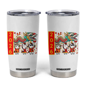 Cute Horse Dragon Dance Tumbler Cup Lunar New Year TS12 White Print Your Wear