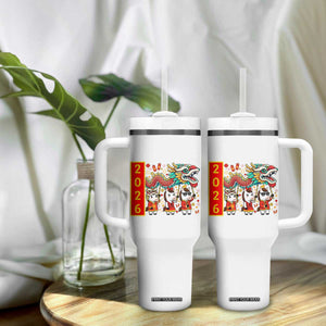Cute Horse Dragon Dance Tumbler With Handle Lunar New Year TS12 Print Your Wear