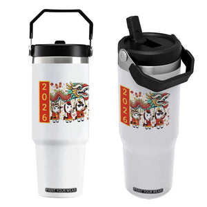 Cute Horse Dragon Dance Flip Straw Tumbler Lunar New Year TS12 One Size: 30 oz White Print Your Wear