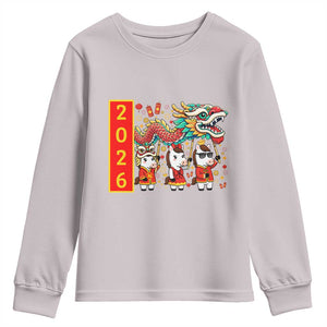 Cute Horse Dragon Dance Youth Sweatshirt Lunar New Year TS12 Ice Gray Print Your Wear