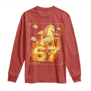 Funny Horse Six Seven Meme Long Sleeve Shirt Happy Lunar New Year TS12 Red Print Your Wear