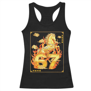 Funny Horse Six Seven Meme Racerback Tank Top Happy Lunar New Year TS12 Black Print Your Wear
