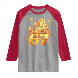 Funny Horse Six Seven Meme Raglan Shirt Happy Lunar New Year TS12 Sport Gray Red Print Your Wear