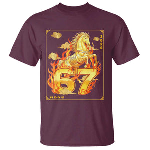Funny Horse Six Seven Meme T Shirt Happy Lunar New Year TS12 Maroon Print Your Wear