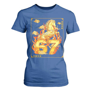 Funny Horse Six Seven Meme T Shirt For Women Happy Lunar New Year TS12 Royal Blue Print Your Wear