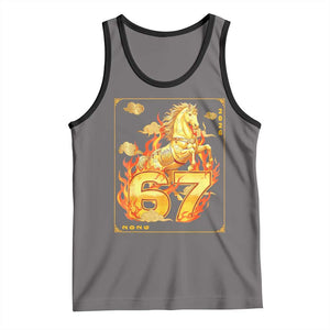 Funny Horse Six Seven Meme Tank Top Happy Lunar New Year TS12 Deep Heather Black Print Your Wear