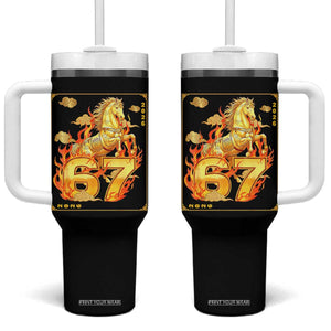 Funny Horse Six Seven Meme Tumbler With Handle Happy Lunar New Year TS12 One Size: 40 oz Black Print Your Wear