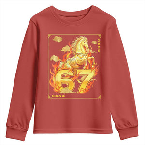 Funny Horse Six Seven Meme Youth Sweatshirt Happy Lunar New Year TS12 Red Print Your Wear