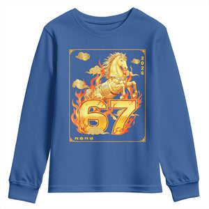 Funny Horse Six Seven Meme Youth Sweatshirt Happy Lunar New Year TS12 Royal Blue Print Your Wear