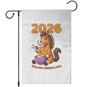 Still Not Joining A Gym Lunar New Year Garden Flag Funny Horse Eating Ramen TS12 White Print Your Wear