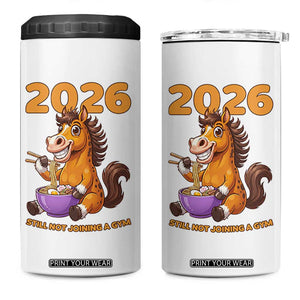 Still Not Joining A Gym Lunar New Year 4 in 1 Can Cooler Tumbler Funny Horse Eating Ramen TS12 One Size: 16 oz White Print Your Wear