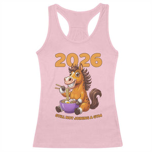 Still Not Joining A Gym Lunar New Year Racerback Tank Top Funny Horse Eating Ramen TS12 Light Pink Print Your Wear