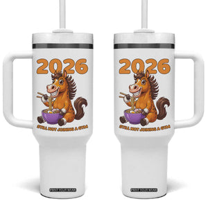 Still Not Joining A Gym Lunar New Year Tumbler With Handle Funny Horse Eating Ramen TS12 One Size: 40 oz White Print Your Wear