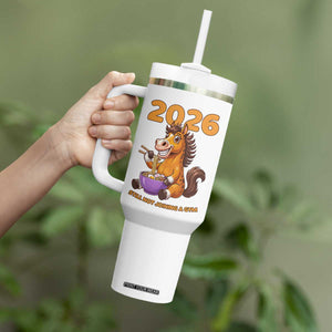 Still Not Joining A Gym Lunar New Year Tumbler With Handle Funny Horse Eating Ramen TS12 Print Your Wear
