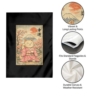 Japanese Anime Maneki Neko Garden Flag Kawaii Waving Cat Good Luck Kanji TS12 Print Your Wear