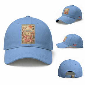 Japanese Anime Maneki Neko Baseball Cap Kawaii Waving Cat Good Luck Kanji TS12 Baseball Cap Universal Fit Light Blue Print Your Wear