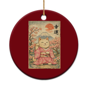 Japanese Anime Maneki Neko Ceramic Ornament Kawaii Waving Cat Good Luck Kanji TS12 1pc Red Print Your Wear