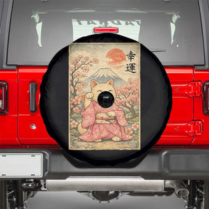 Japanese Anime Maneki Neko Spare Tire Cover Kawaii Waving Cat Good Luck Kanji TS12 Black Print Your Wear
