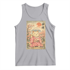 Japanese Anime Maneki Neko Tank Top Kawaii Waving Cat Good Luck Kanji TS12 Athletic Heather Print Your Wear