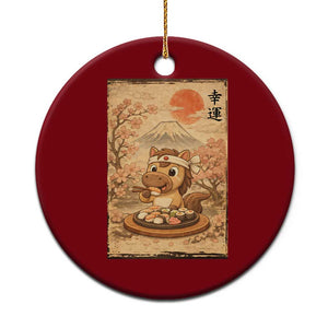 Funny Horse Eating Sushi Ceramic Ornament Japanese Noodle Lover TS12 1pc Red Print Your Wear