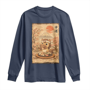 Funny Horse Eating Sushi Long Sleeve Shirt Japanese Noodle Lover TS12 Navy Print Your Wear