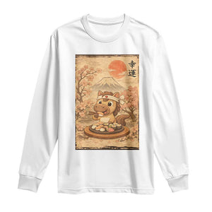 Funny Horse Eating Sushi Long Sleeve Shirt Japanese Noodle Lover TS12 White Print Your Wear