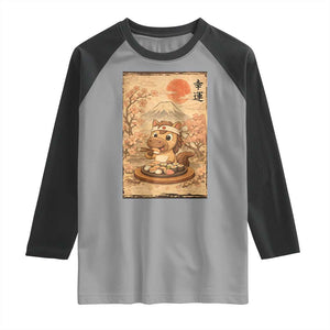 Funny Horse Eating Sushi Raglan Shirt Japanese Noodle Lover TS12 Sport Gray Black Print Your Wear