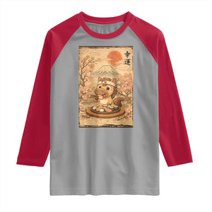 Funny Horse Eating Sushi Raglan Shirt Japanese Noodle Lover TS12 Sport Gray Red Print Your Wear