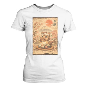 Funny Horse Eating Sushi T Shirt For Women Japanese Noodle Lover TS12 White Print Your Wear