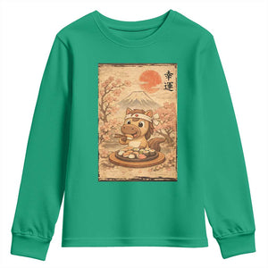 Funny Horse Eating Sushi Youth Sweatshirt Japanese Noodle Lover TS12 Irish Green Print Your Wear
