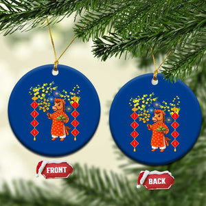 Funny Tet Holiday Ceramic Ornament Cute Horse In Ao Dai TS12 1pc Blue Print Your Wear