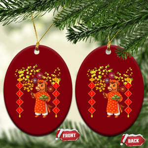 Funny Tet Holiday Ceramic Ornament Cute Horse In Ao Dai TS12 Print Your Wear