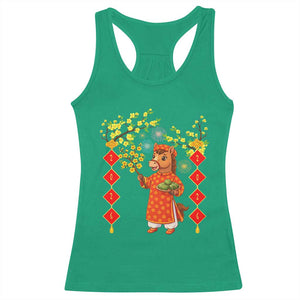 Funny Tet Holiday Racerback Tank Top Cute Horse In Ao Dai TS12 Irish Green Print Your Wear