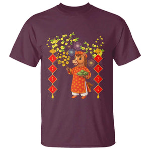 Funny Tet Holiday T Shirt Cute Horse In Ao Dai TS12 Maroon Print Your Wear