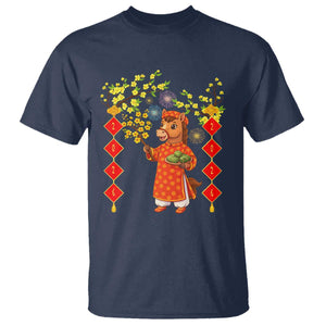 Funny Tet Holiday T Shirt Cute Horse In Ao Dai TS12 Navy Print Your Wear