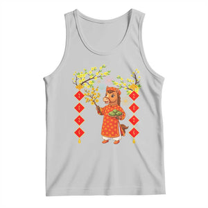 Funny Tet Holiday Tank Top Cute Horse In Ao Dai TS12 Ash Print Your Wear