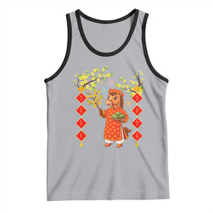 Funny Tet Holiday Tank Top Cute Horse In Ao Dai TS12 Athletic Heather Black Print Your Wear