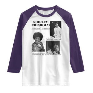 Shirley Chisholm Unbought And Unbossed Raglan Shirt Vintage Feminist Poster TS12 White Purple Print Your Wear