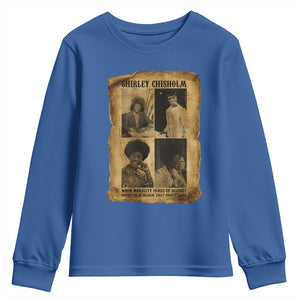 Vintage Shirley Chisholm Youth Sweatshirt When Morality Meets Profit Quote TS12 Royal Blue Print Your Wear
