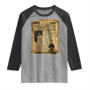 Vintage Newspaper Shirley Chisholm Raglan Shirt First Black Woman In Congress TS12 Sport Gray Black Print Your Wear
