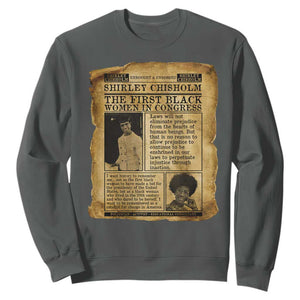 Vintage Newspaper Shirley Chisholm Sweatshirt First Black Woman In Congress TS12 Dark Heather Print Your Wear