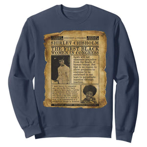 Vintage Newspaper Shirley Chisholm Sweatshirt First Black Woman In Congress TS12 Navy Print Your Wear